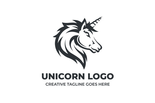 Unicorn Head Silhouette Logo Illustration