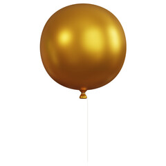 3D Rendering Gold Round Balloon for Birthday, Party, Festival Decoration. PNG Transparent Background.