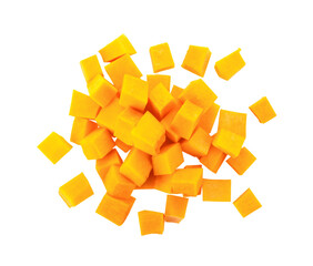 Slice butternut squash chunks on transparent png