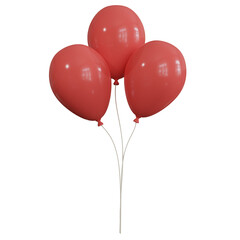 3D Rendering Red Balloons for Birthday, Party, Festival Decoration. PNG Transparent Background.
