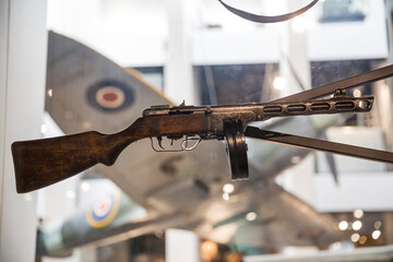 Fototapeta premium London UK June 12th 2015 : Russian PPsh machine pistol exhibit at the Imperial War Museum, London