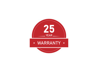 25 years warranty. stamp. sticker. seal. eps 10.