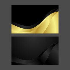 Set of Stylish black and gold wave background for business cards, presentations, banners etc