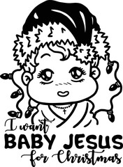 I Want baby Jesus for Christmas Vector, I want a Hippopotamus for Christmas , Merry Christmas Vector, Christmas Printable, Commercial Use