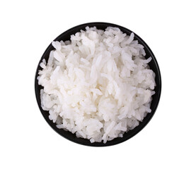 Rice in a black bowl on transparent png
