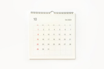 September 2023 calendar page on white. Calendar background for reminder, business planning, appointment meeting and event.