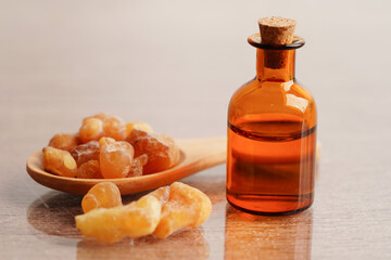 Frankincense or olibanum aromatic resin used in incense and perfumes.