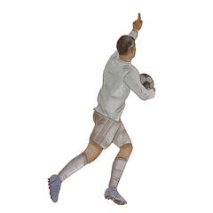 watercolor painting man playing football