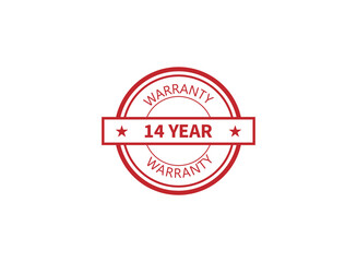 Obraz premium 14 years limited warranty icon or label, certificate for customers, warranty stamp or sticker. vector illustration isolated on white background