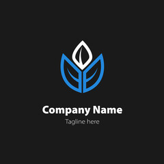 Blue leaves logo premium Vector