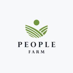 People farm logo icon flat design template