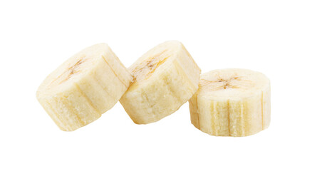 Peeled banana slices isolated on transparent png