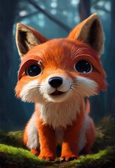 cute and adorable anthropomorphic Fox monster