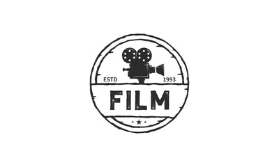 Vintage Film Cinema Movie Camera Retro Grunge Video Old Tape Reel Industry Production Logo Design