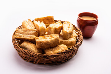 Khari puff biscuit or Kharee Puff pastry is an evergreen accompaniment with chai, Indian snack