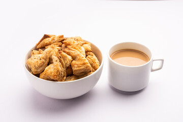Khari puff biscuit or Kharee Puff pastry is an evergreen accompaniment with chai, Indian snack
