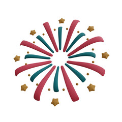 new year fireworks illustration 3d icon