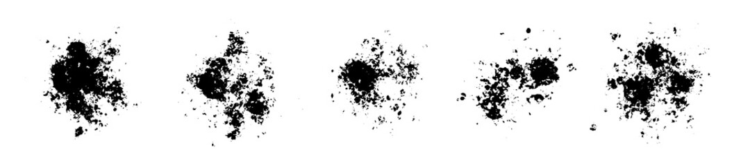 Abstract black paintbrush collection bundle elements. Ink splash vector illustration.