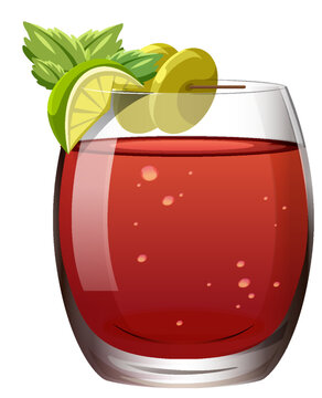 red cocktail glass with lime and olives clip art preview