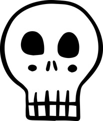 Cute skull hand drawn line design vector. Scary character symbol. 