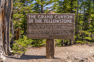Close up of informative sign, Grand Canyon of the Yellowstone.