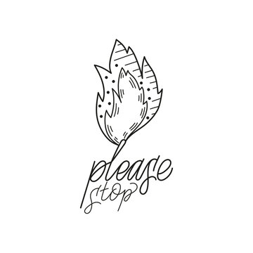 Doodle icon burnout problem concept lettering please stop.