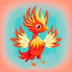 Cartoon Phoenix as an Astronaut Drawing Illustration for tshirt, clipart or sticker