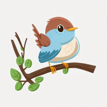 Cartoon Cute Bird Drawing Illustration for tshirt, clipart or sticker
