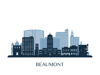 Beaumont TX skyline, monochrome silhouette. Vector illustration.