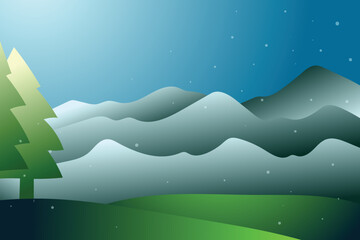 Winter Nature Landscape Vector illustration