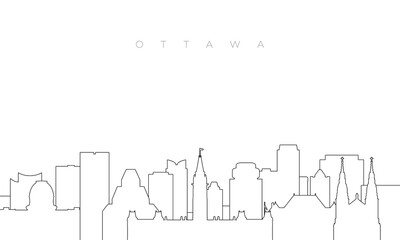 Outline Ottawa skyline. Trendy template with Ottawa buildings and landmarks in line style. Stock vector design.