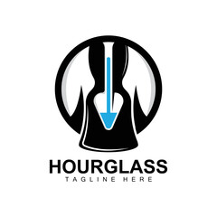 Hourglass Logo, Clock Time Design, Glass And Sand Style, Product Brand Illustration And Template