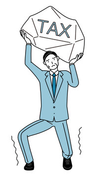 man struggles under tax burden clip art preview