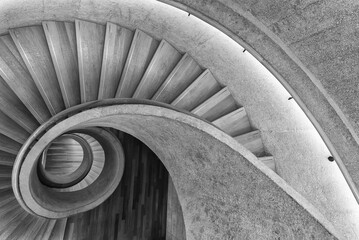Modern spiral staircase. Contemporary architecture abstract background - 547849271