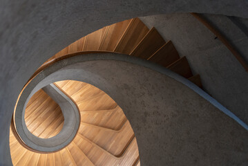 Modern spiral staircase. Contemporary architecture abstract background - 547849275
