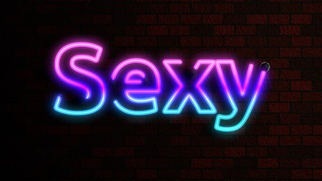 Animated Neon Words Agaist Brick Wall Theme - Sexy