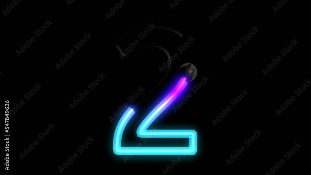 Poster animated neon lights with reflection themed font number 2