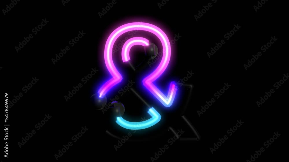 Poster animated neon lights with reflection themed font and symbol
