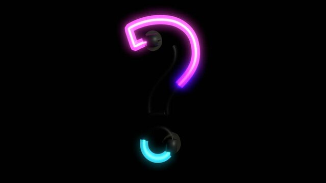 Animated Neon Lights with Reflection Themed Font  Question Mark