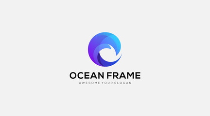 ocean Letter O frame vector logo design inspiration