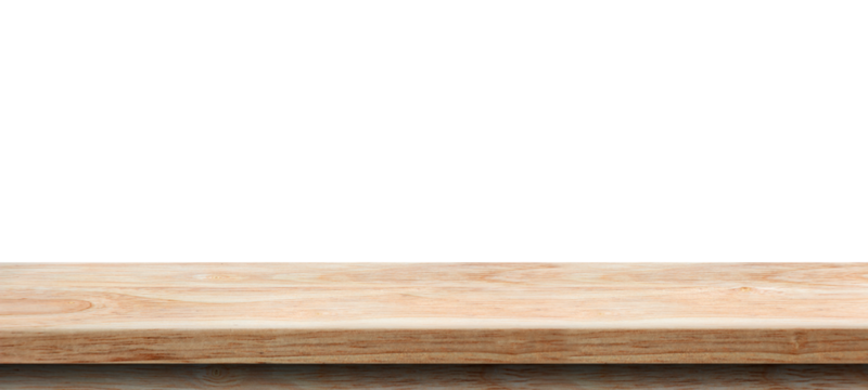 Wooden tabletop isolated on transparent background Empty rustic wood table, for montage product display or design key visual layout. Png file