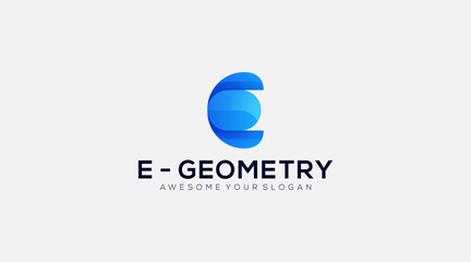 letter e motion geometric logo design vector