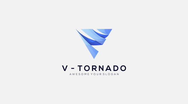 V Letter logo design or symbol tornado template vector