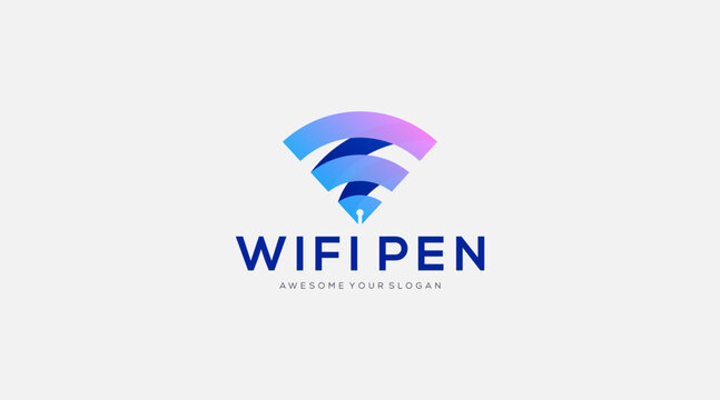 Wifi pen logo design vector illustration
