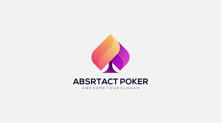 Abstract Gradient poker logo design vector template icon