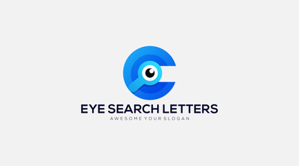 Letter c search eye vector logo design template