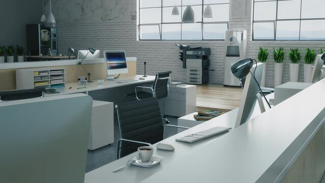 B&uuml;ro-Entwurf mit Einrichtung - 3D Camera Animation
