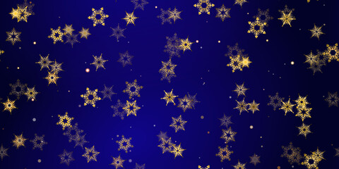 Gold snowflakes holiday seamless pattern.