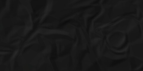 Dark Black facbric paper crumpled texture. dark black textured crumpled black paper background. panorama black paper texture background, crumpled pattern	
