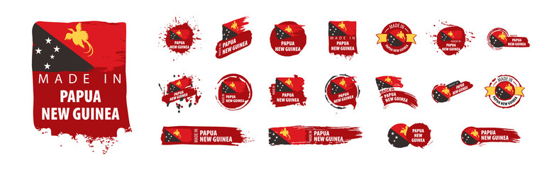Papua New Guinea flag, vector illustration on a white background